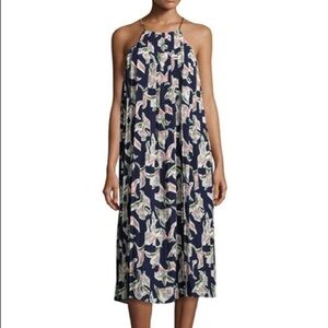 J.O.A. High Neck Pleated Floral Midi Dress Sz M
